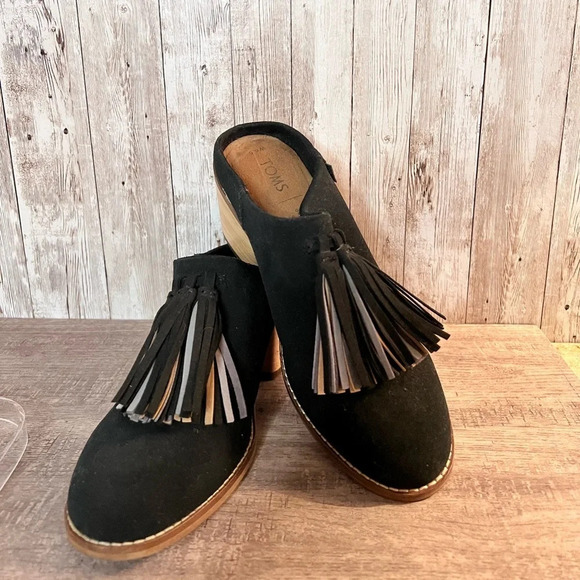Toms Western Fringe Mules Shoes 6.5 - Picture 1 of 4